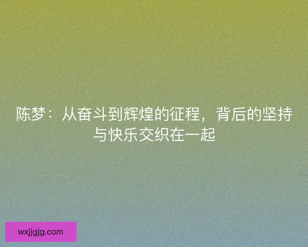 陈梦：从奋斗到辉煌的征程，背后的坚持与快乐交织在一起